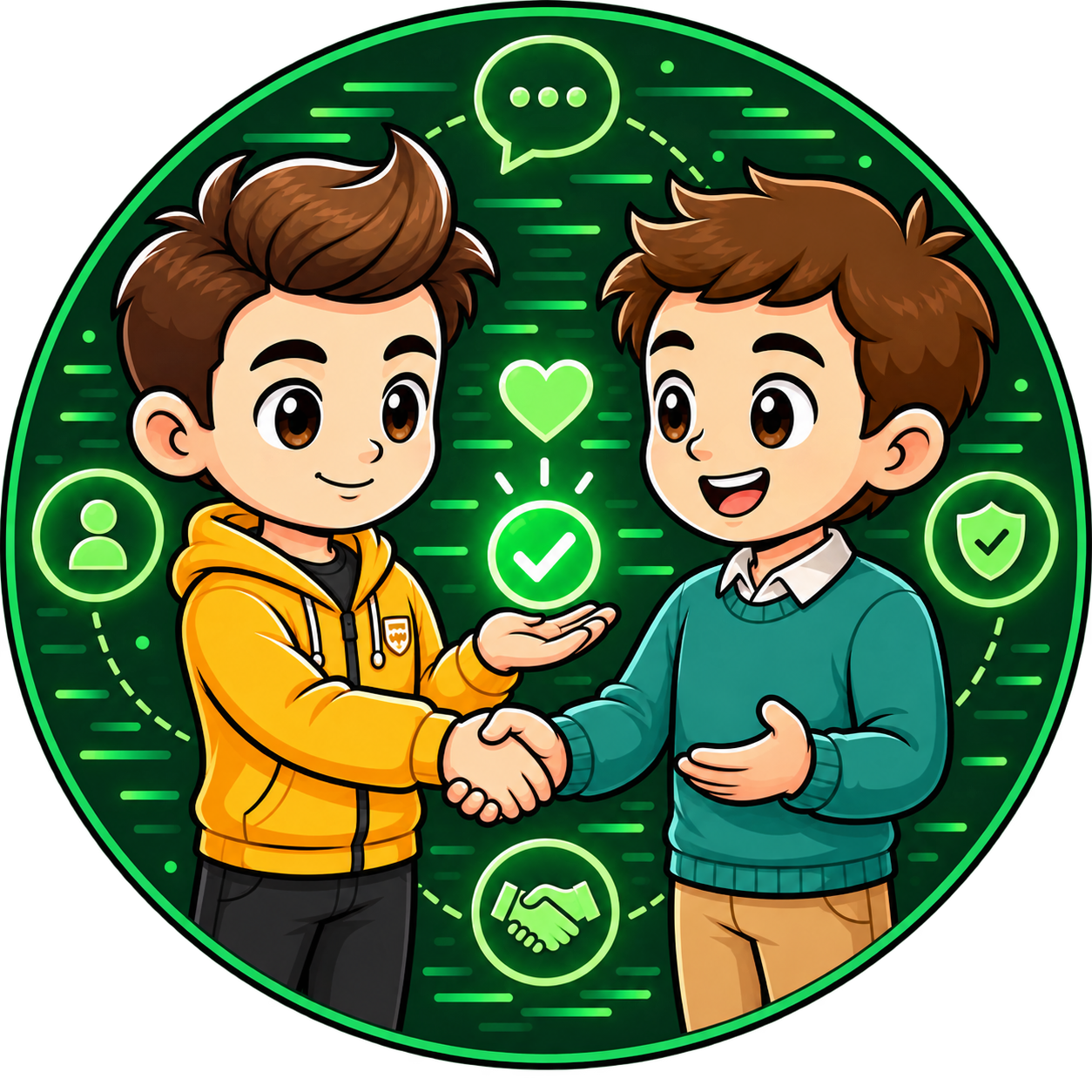 Illustration symbolizing the relationship between businesses and their customers in CRM-iSystem