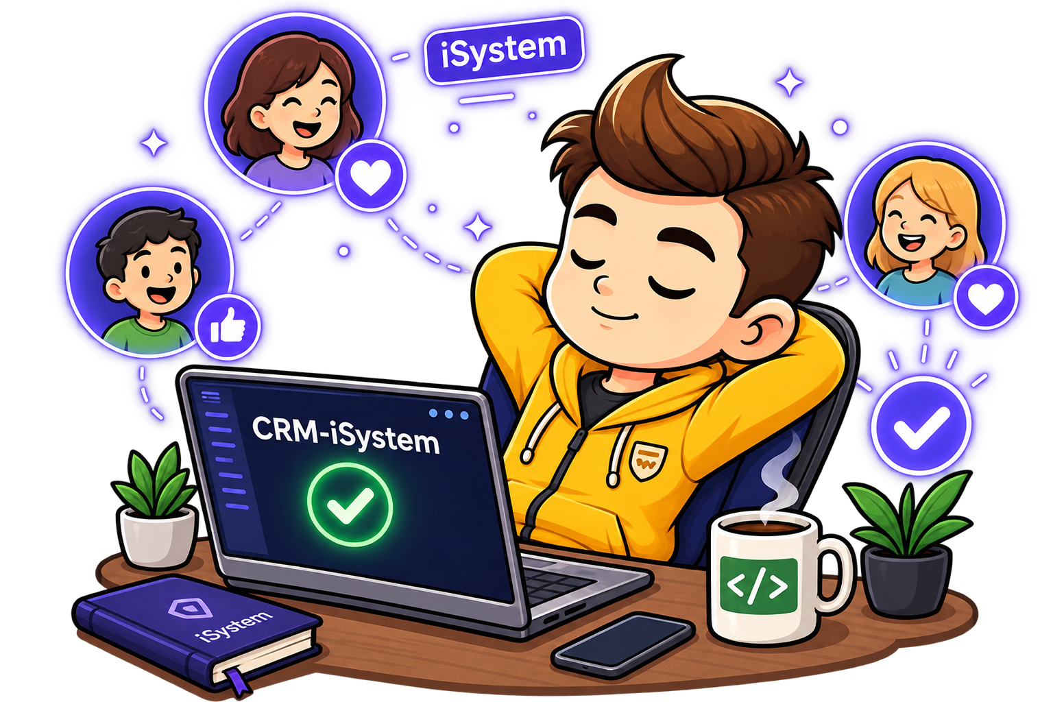 Illustration symbolizing simplicity and effortless flow in CRM-iSystem
